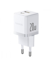 Мережевий зарядний пристрій Baseus Palm 1 USB-A + 1 USB-C 20 White Type-C to Type-C (1 USB-A + 1 USB-C) 20W + кабель Type-C to Type-C White (P10111608213-01)