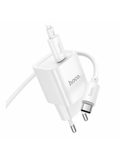 Мережевий зарядний пристрій Hoco C146A Type-C to Type-C 1 USB-C (1 USB-C) 20W + кабель Type-C to Type-C White