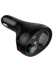 Автомобільний трансмітер Hoco E88 Star 35W (1 USB-A + 2 USB-C) Black
