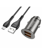 Автомобільний зарядний пристрій Hoco NZ1 12W Black MicroUSB 2 USB-A +кабель MicroUSB Black 2 USB-A